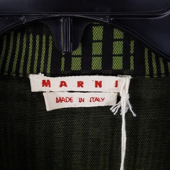 MARNI Mens Sweater Size 48 Green Zip Up Cardigan Sweatshirt Logo Jacquard $1450 - Picture 5 of 16
